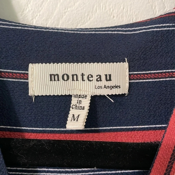 Monteau Los Angeles slit sleeve v neck midi dress size medium - Picture 2 of 8